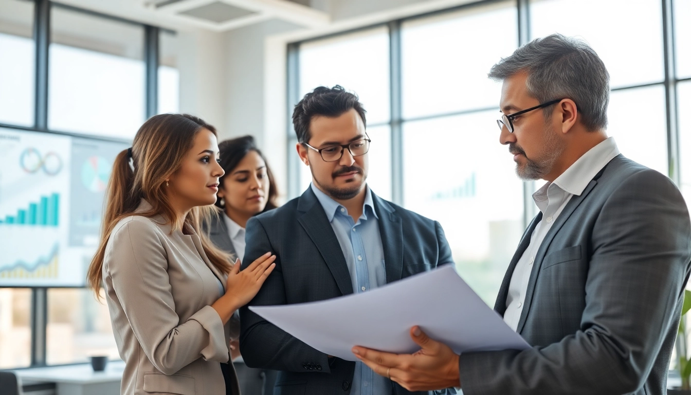 Focused crisis management consultant leading a strategy session in a modern office.