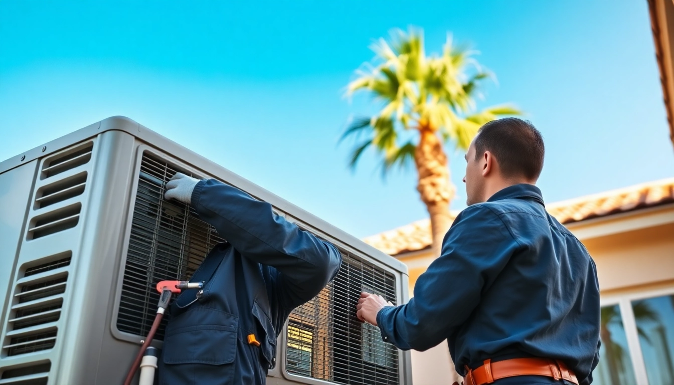 AC technician servicing scottsdale ac unit in sunny residential setting