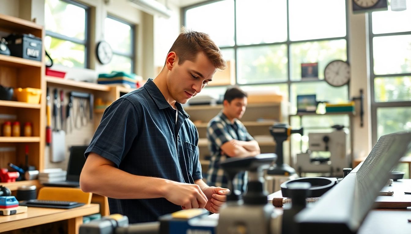 Student learning in hawaii trade schools with hands-on training and vibrant classroom atmosphere.