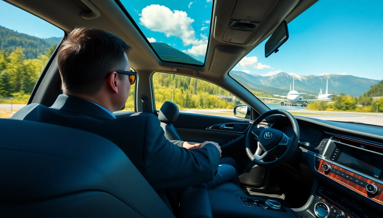 Experience airport limo YVR service with a luxury vehicle and professional chauffeur on a scenic drive.