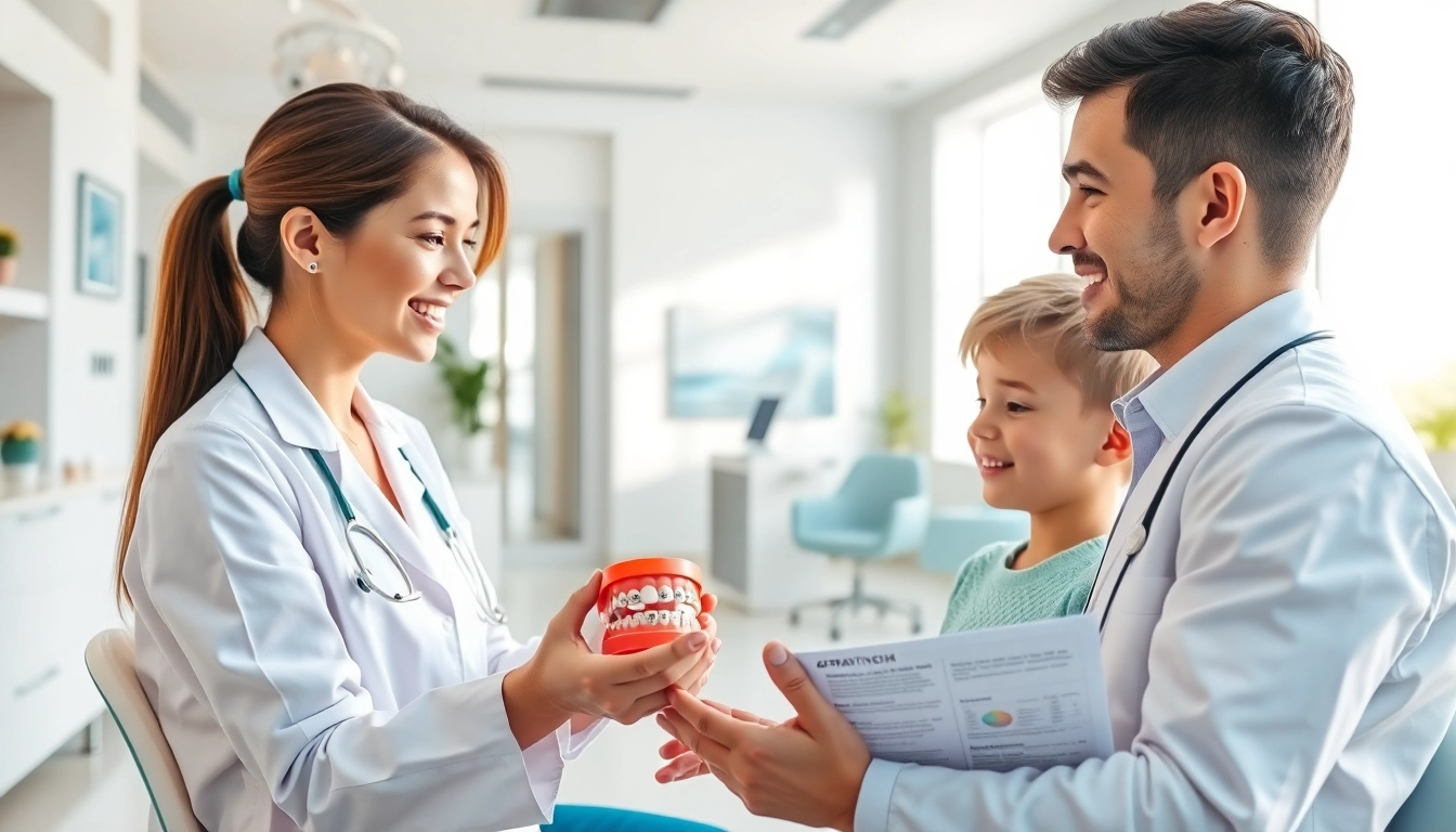 Orthodontist showcasing braces Myrtle Beach in a bright, modern clinic setting.