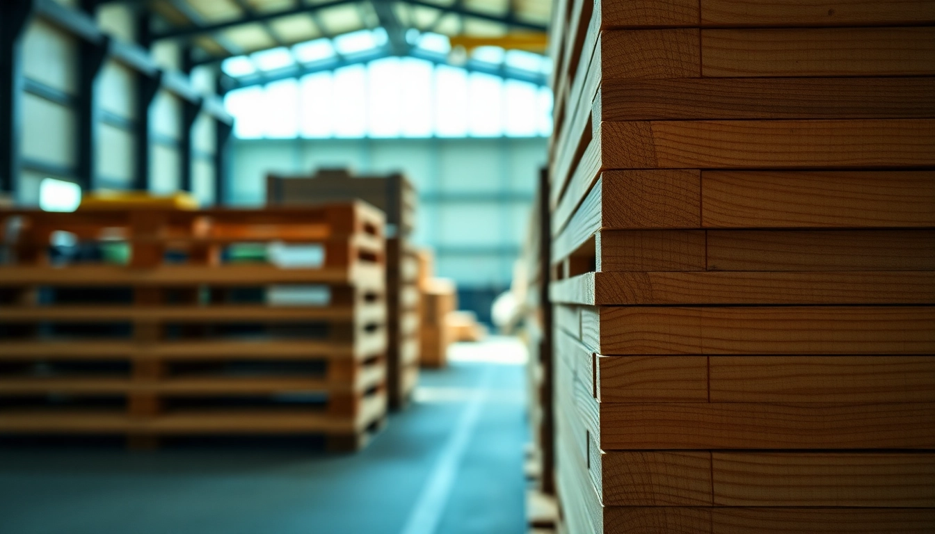 Sturdy Fir pallet timber for one-way pallets showcased in a warehouse, emphasizing its natural beauty and quality.