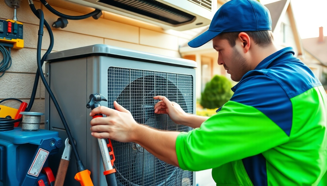 Expert ac repair glendale az service with technician working on air conditioning unit.