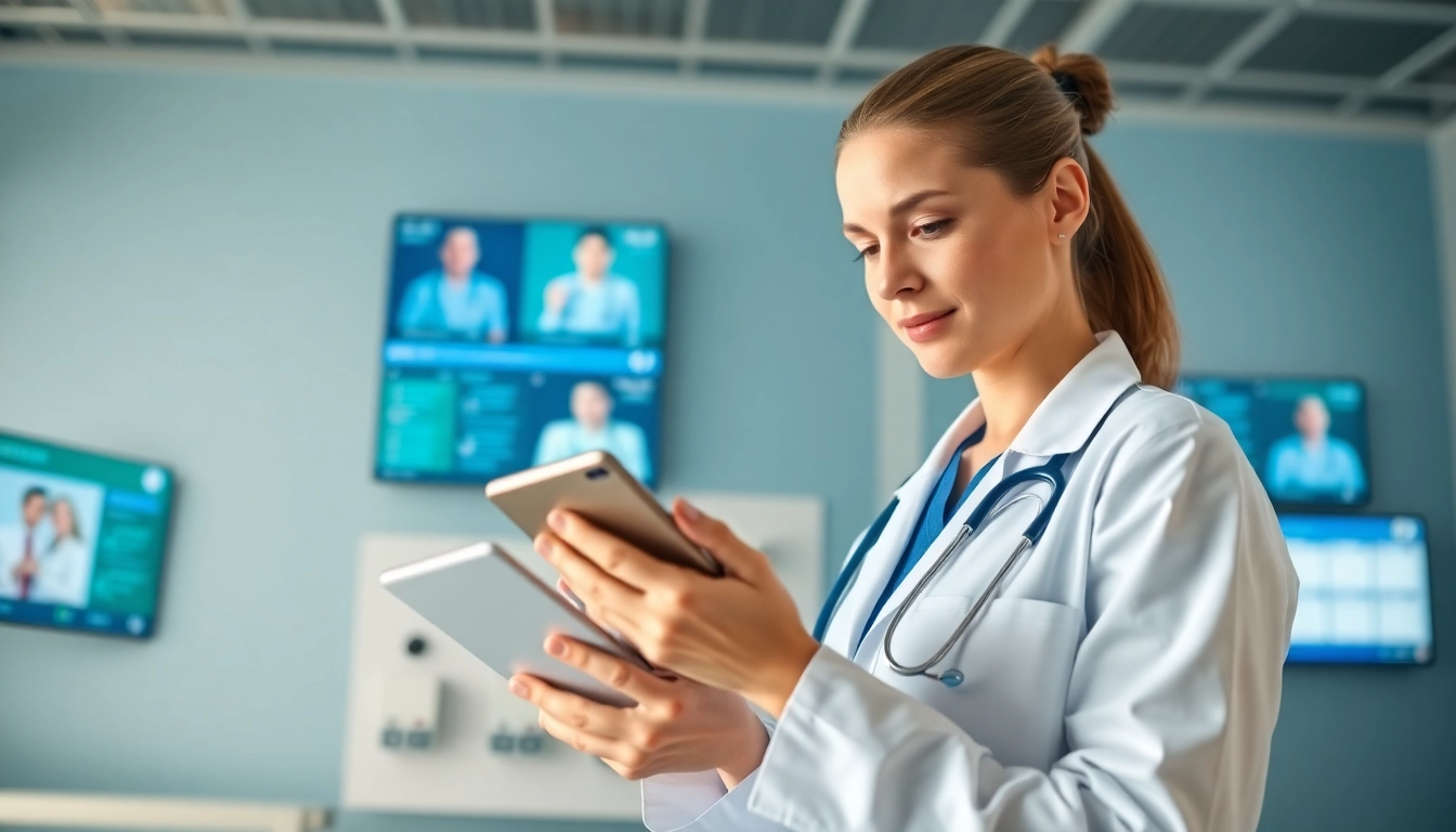 Integrating eprescription apps showcased by a healthcare worker efficiently using technology in a clinic.